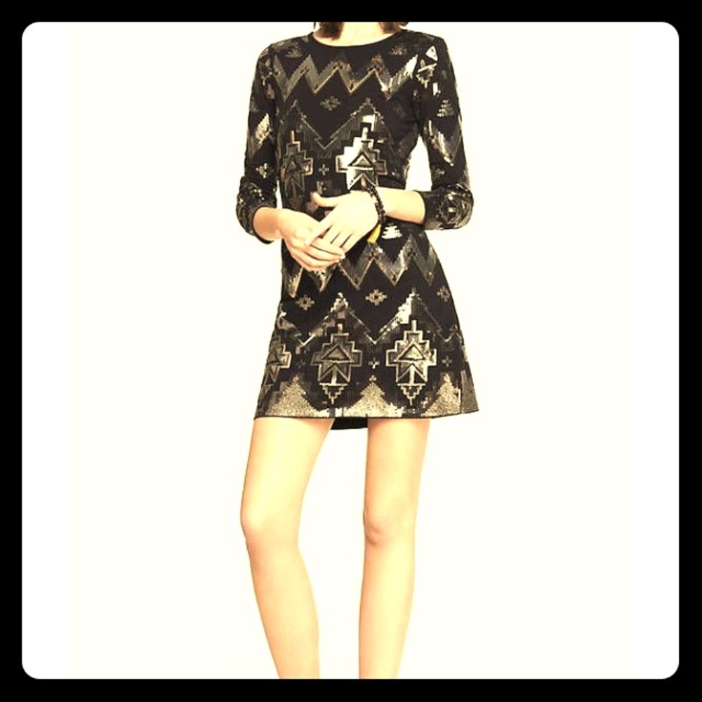 EXPRESS -Aztec sequin embellished Mini Dress